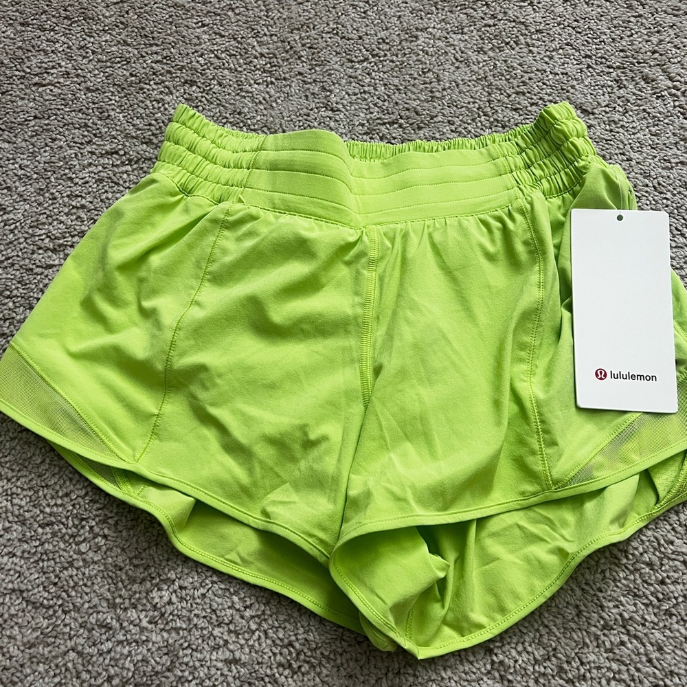 lululemon athletica Neon Green Hotty hot shorts